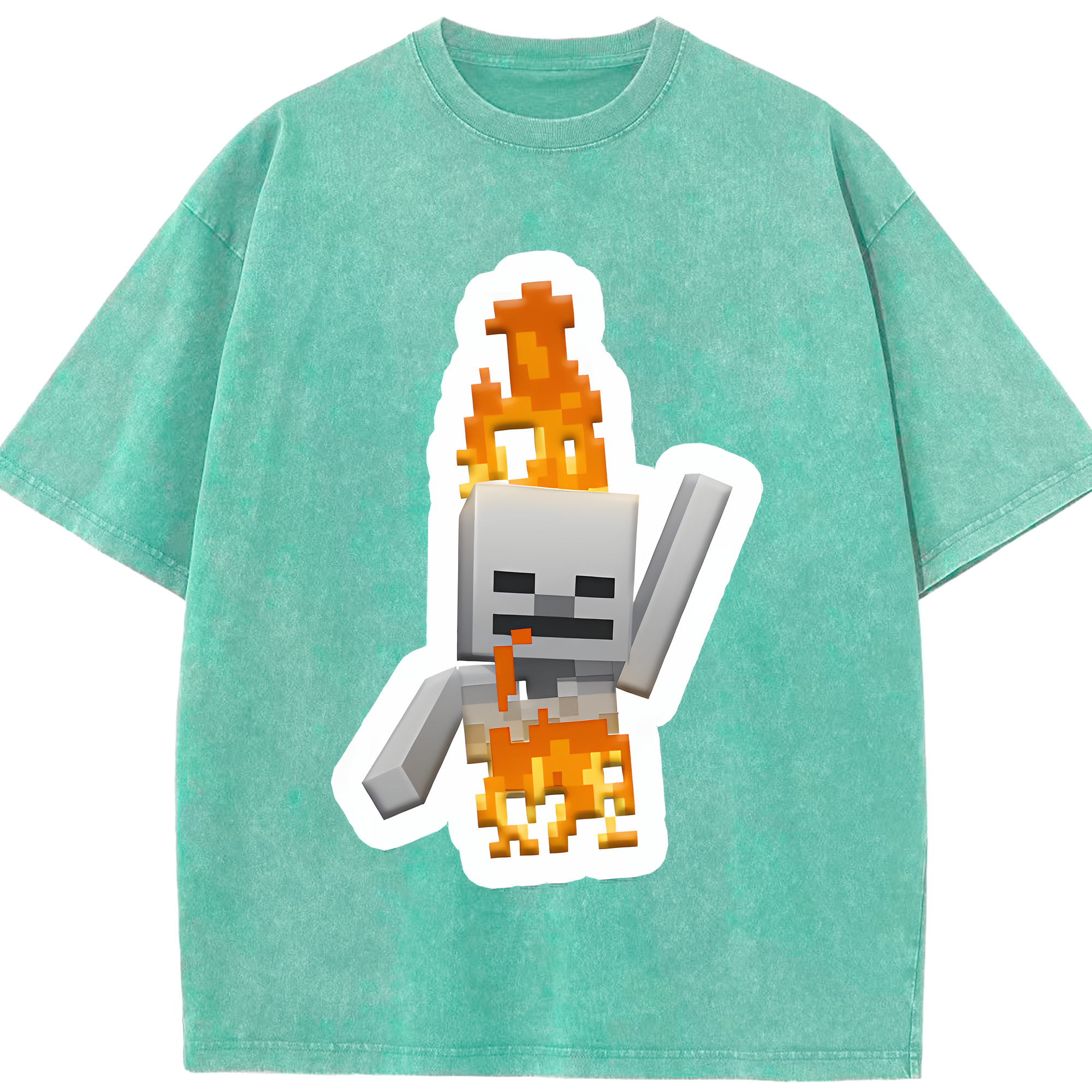 （画像用） マインクラフト ブロックの世界 Minecraft MC Block world 綿100% ヴィンテージ風 半袖Tシャツ（フロントプリント）